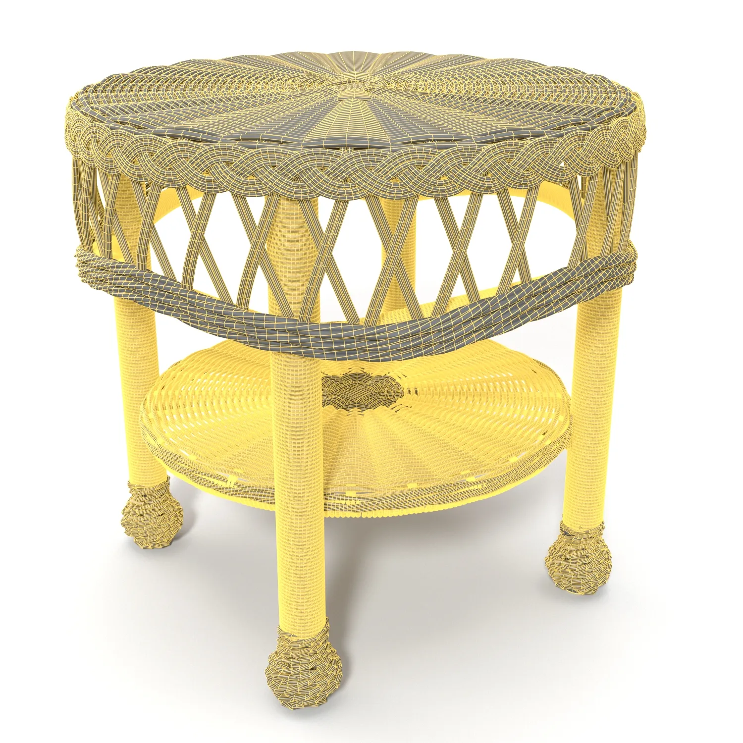 Outdoor Round Wicker Table PBR 3D Model_07